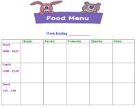 Weekly Menu Form – Daycare Form